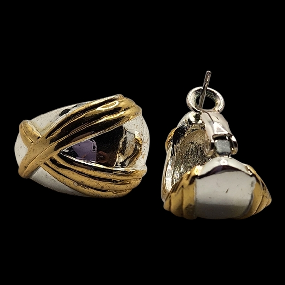 Elegant Gold and Silver Knot Earrings Set - Picture 9 of 9